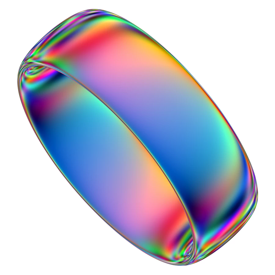 潮流酸性全息金属镭射机能彩虹3D立体几何图形png免抠图片素材【049】